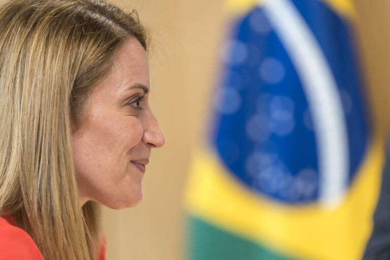 EU-CELAC Summit - Roberta METSOLA, EP President meets with Luiz Inácio LULA da SILVA, President of Brazil