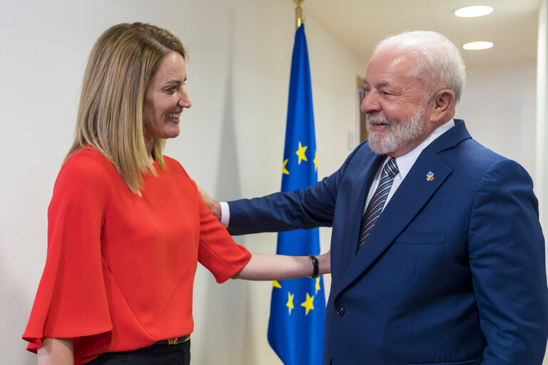 EU-CELAC Summit - Roberta METSOLA, EP President meets with Luiz Inácio LULA da SILVA, President of Brazil