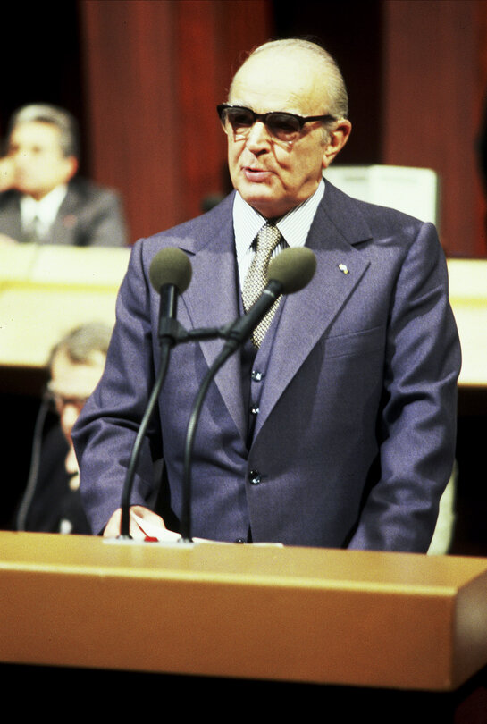 KARAMANLIS, Konstantinos in the EP in Strasbourg, 14 September 1983.