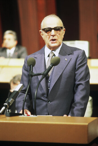 Foto 2: KARAMANLIS, Konstantinos in the EP in Strasbourg, 14 September 1983.