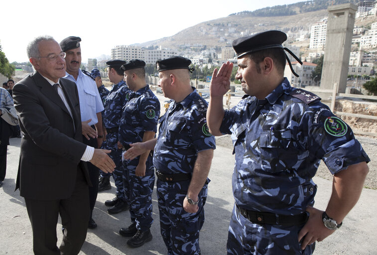 Photo 3: EP members pay a visit to the Qalandia checkpoint near the West Bank city of Ramallah and at the Palestinian Authority's Prime Minister Office