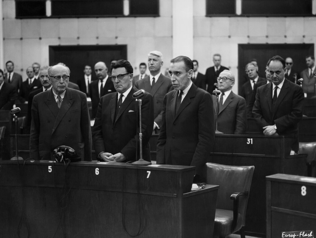 Rinaldo DEL BO observe a minute of silence during a plenary session at the European Parliament in Strasbourg, France, June 14, 1965