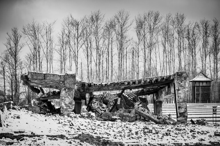 Photo 22 : Illustrative photo of the Auschwitz-Birkenau Memorial and Museum, a former German Nazi concentration and extermination camp, in Poland on January 18, 2022.