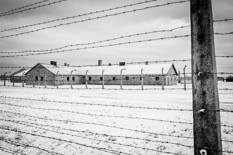 Photo 11 : Illustrative photo of the Auschwitz-Birkenau Memorial and Museum, a former German Nazi concentration and extermination camp, in Poland on January 18, 2022.