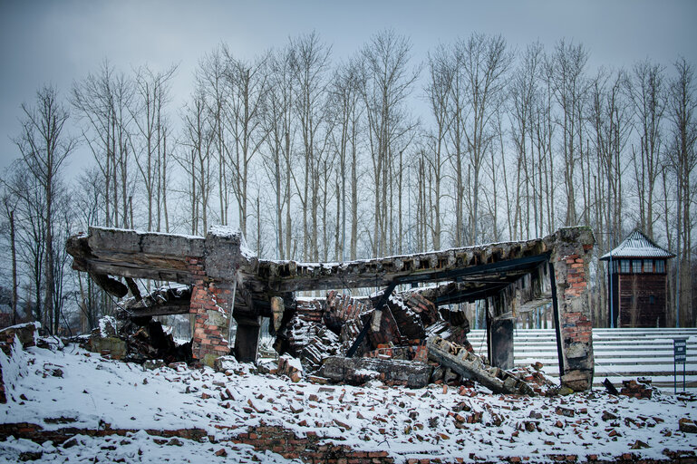 Photo 25 : Illustrative photo of the Auschwitz-Birkenau Memorial and Museum, a former German Nazi concentration and extermination camp, in Poland on January 18, 2022.