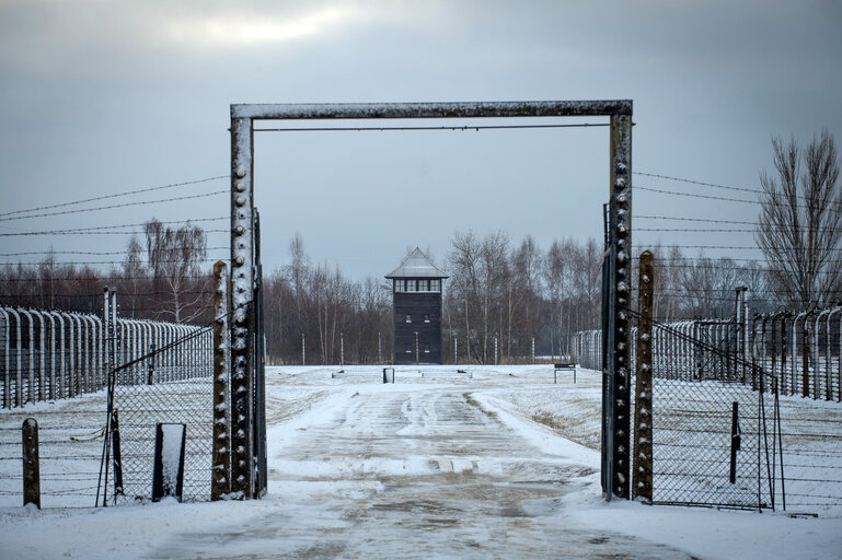 Photo 35 : Illustrative photo of the Auschwitz-Birkenau Memorial and Museum, a former German Nazi concentration and extermination camp, in Poland on January 18, 2022.