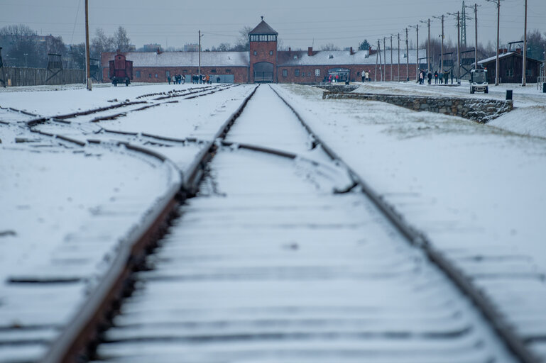 Photo 33 : Illustrative photo of the Auschwitz-Birkenau Memorial and Museum, a former German Nazi concentration and extermination camp, in Poland on January 18, 2022.