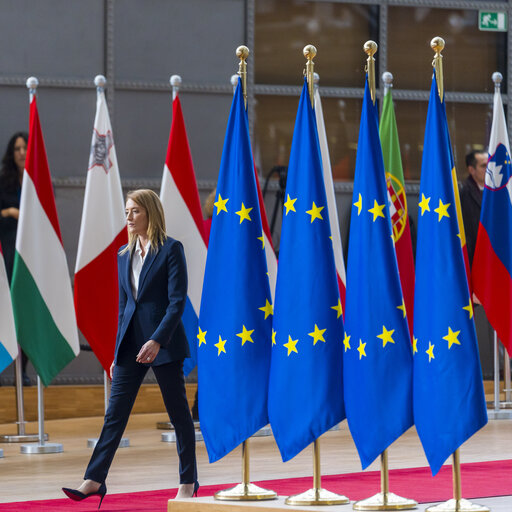 Foto 6: European Council - Arrival of Roberta METSOLA, EP President