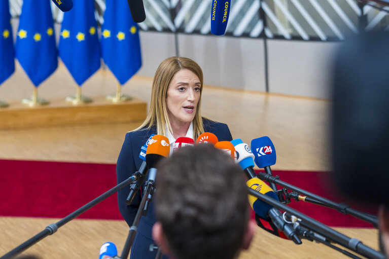 Φωτογραφία 3: European Council - Arrival of Roberta METSOLA, EP President