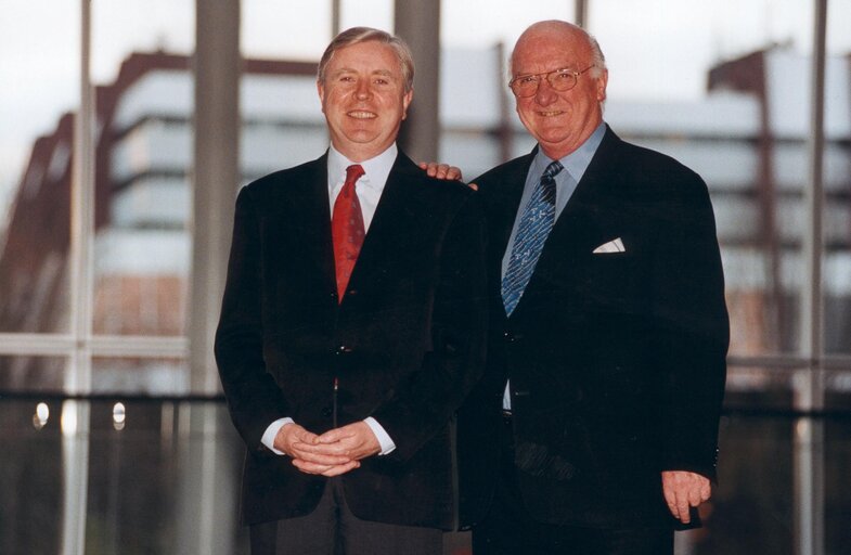 Pat Cox, former president of the European Parliament and Lord Russell Johnston, former president of the Parliamentary Assembly of the Council of Europe in Strasbourg in 2001