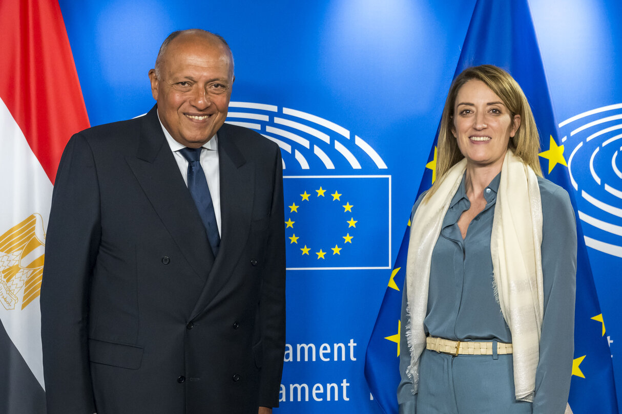 Roberta METSOLA, EP President meets with Sameh SHOUKRY, Minister of Foreign Affairs of Egypt