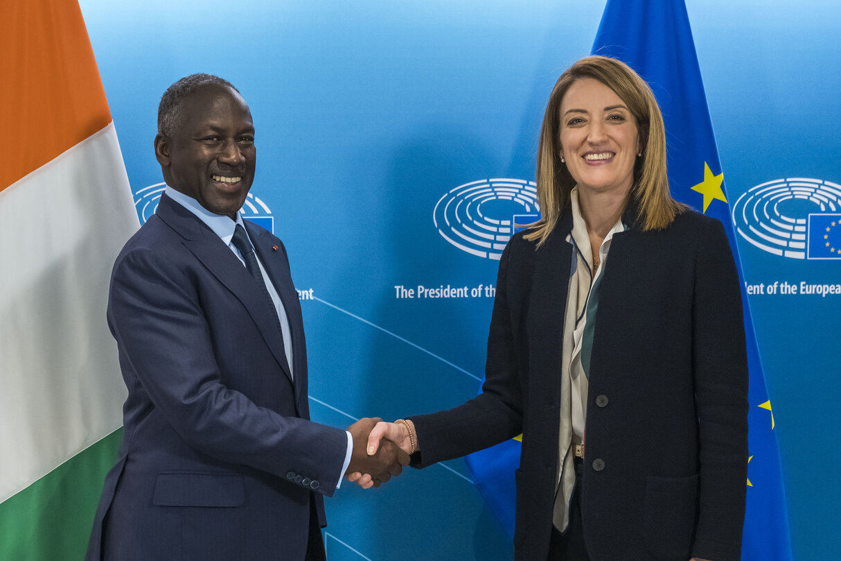 Roberta METSOLA, EP President meets with Adama BICTOGO, President of the National Assembly of Ivory Coast