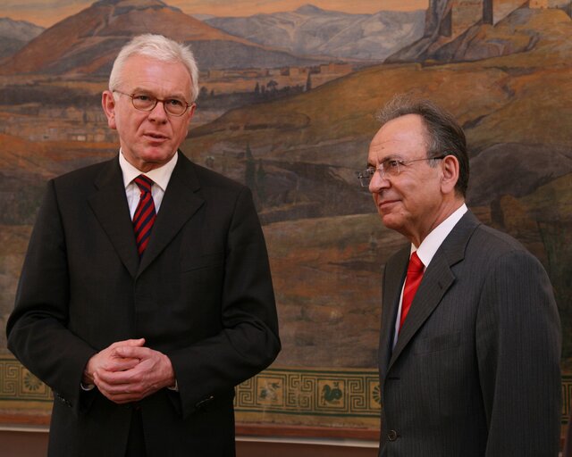 Fotografija 24: Hans-Gert POETTERING, EP President meets with Dimitrios SIOUFAS during Euro-Mediterranean Parliamentary Assembly in Athens, Greece, February 28, 2008...