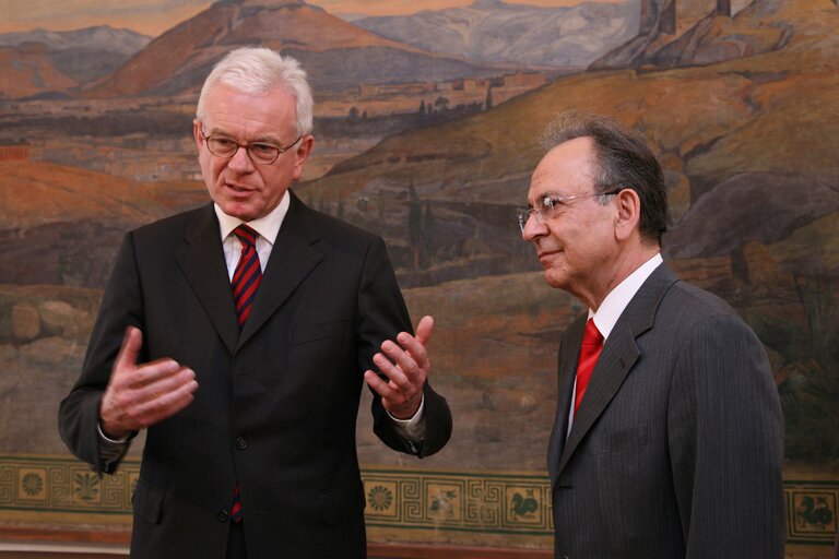 Fotografija 21: Hans-Gert POETTERING, EP President meets with Dimitrios SIOUFAS during Euro-Mediterranean Parliamentary Assembly in Athens, Greece, February 28, 2008...