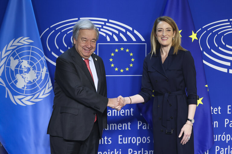 Roberta METSOLA, EP President meets withAntónio GUTERRES, Secretary General of the United Nations (UN)