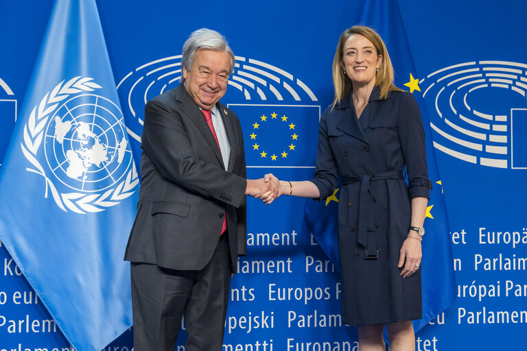 Photo 9: Roberta METSOLA, EP President meets with António GUTERRES, Secretary General of the United Nations (UN)