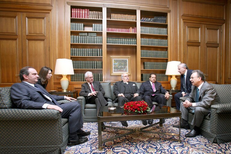 Fotografija 10: Hans-Gert POETTERING, EP President meets with Constantin KARAMANLIS - Greek Prime Minister, Fouad MEBAZAA - Speaker of the Tunisian Parliament and Muhamed ABO ELEINEM, Speaker of the Egyptian Parliament and Dimitrios SIOUFASIN - speaker of the Hellenic Parliament in Athens, Greece, February 29, 2008....