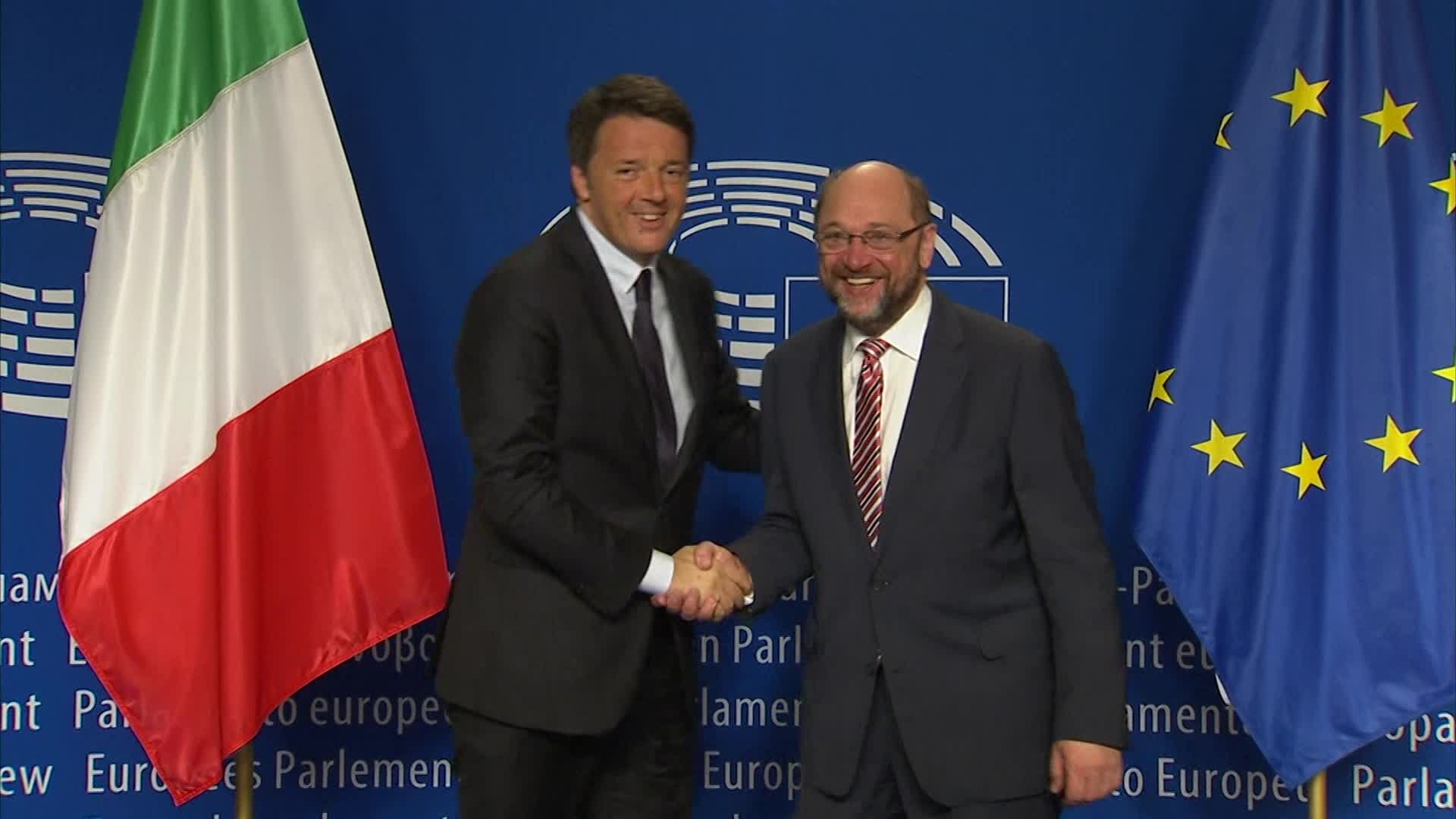 Martin SCHULZ, EP President meets with Matteo RENZI, Italian Prime Minister: arrival and roundtable