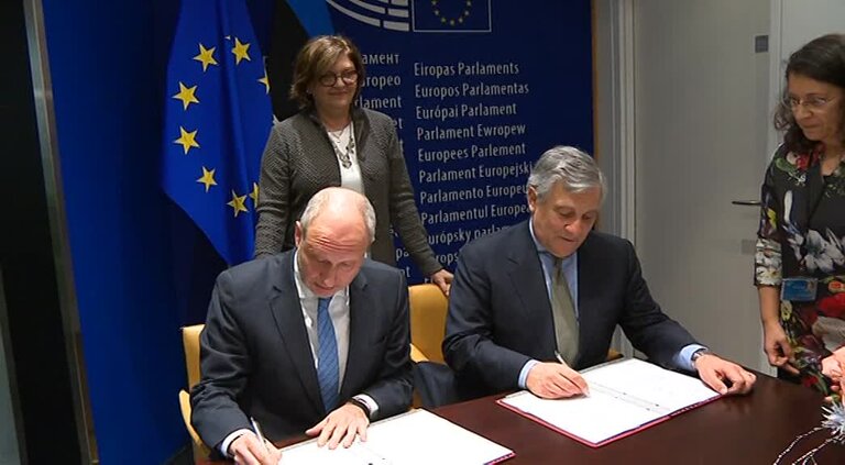 Lex signing ceremony (2nd part): extracts from the ceremony of signature in the presence of Antonio TAJANI, EP President