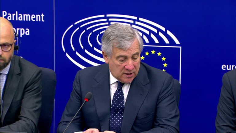 Press conference by Antonio TAJANI, EP President, Etienne BASSOT, director at the EPRS, and Jaume DUCH, Director-General for Communication of the EP and Spokesperson, on the launch of the new website " WHAT EUROPE DOES FOR ME"