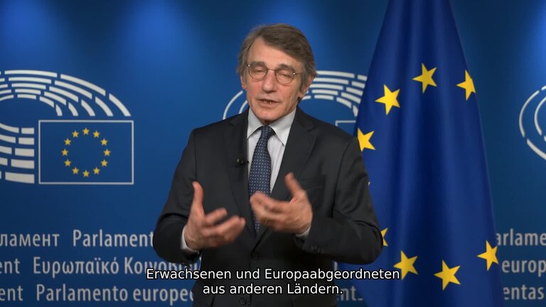 Grußwort von Parlamentspräsident Sassoli an die Botschafterschulen für das Europäische Parlament