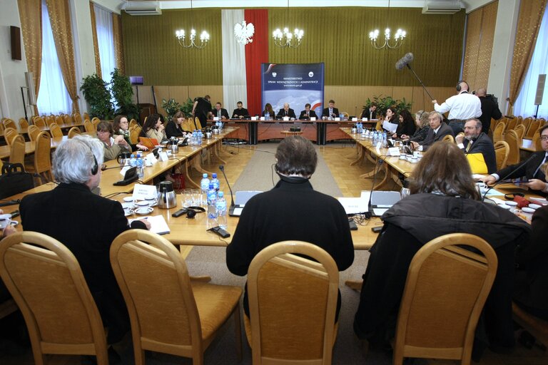 Photo 2: European Parliament members during a meeting at Polish Ministry of Internal Affairs, Warsaw, Poland, April 2, 2008.....