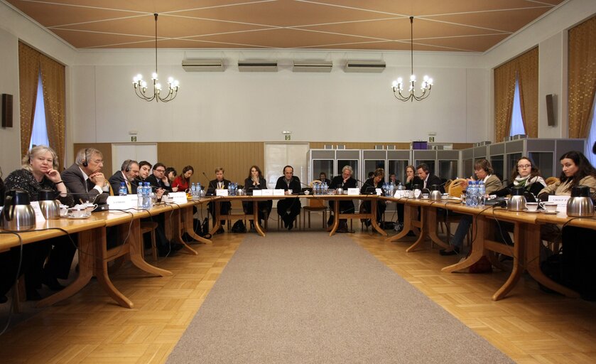 Photo 6: European Parliament members during a meeting at Polish Ministry of Internal Affairs, Warsaw, Poland, April 2, 2008....