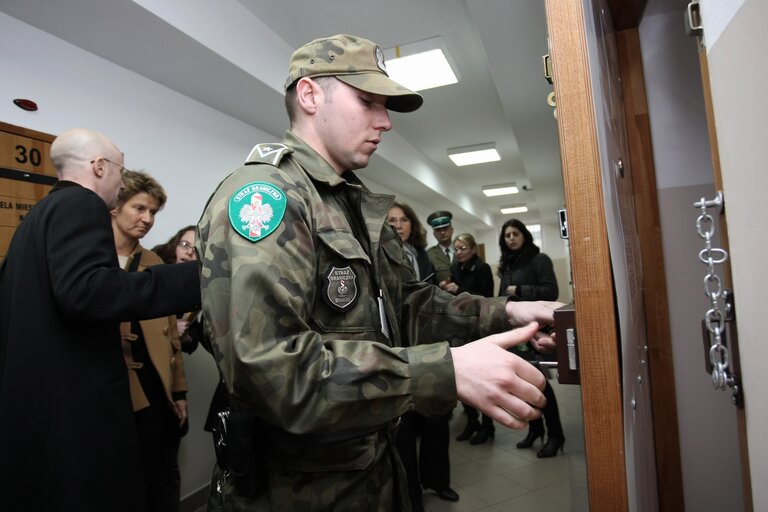 Photo 46: European Parliament members visit a refugee center in Biala Podlaska, Poland, April 2, 2008...