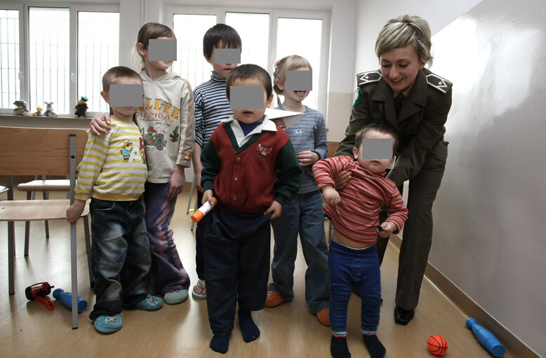 Photo 27: European Parliament members visit a refugee center in Biala Podlaska, Poland, April 2, 2008....