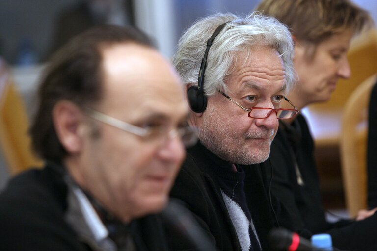 Photo 12: European Parliament members during a meeting at Polish Ministry of Internal Affairs, Warsaw, Poland, April 2, 2008....