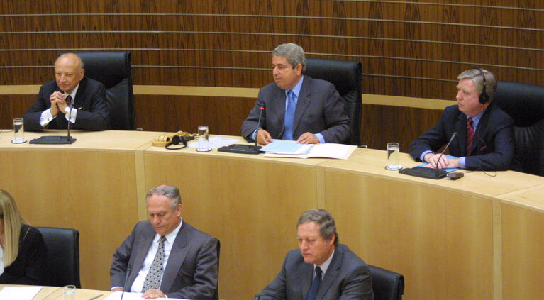 Foto 6: Pat Cox, EP President makes a speech at the house of the representatives during his official visit to Nicosia, Cyprus, May 8, 2002