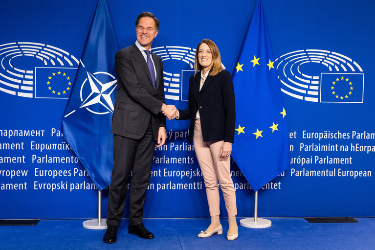 Photo 5 : Roberta METSOLA, EP President President meets with Mark RUTTE, NATO Secretary General