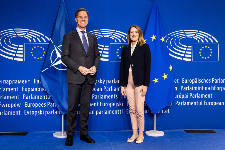 Photo 6 : Roberta METSOLA, EP President President meets with Mark RUTTE, NATO Secretary General