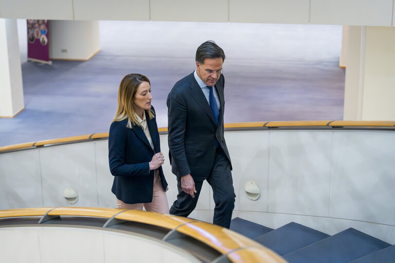 Photo 1 : Roberta METSOLA, EP President President meets with Mark RUTTE, NATO Secretary General