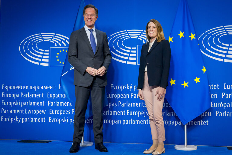 Photo 3 : Roberta METSOLA, EP President President meets with Mark RUTTE, NATO Secretary General