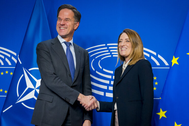 Photo 4 : Roberta METSOLA, EP President President meets with Mark RUTTE, NATO Secretary General