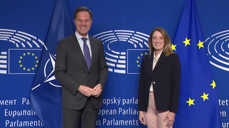 Roberta METSOLA, EP President meets with Mark RUTTE, Secretary General of NATO: arrival