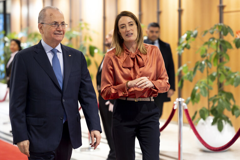 Roberta METSOLA, EP President meets with Mohammad MUSTAFA, Palestinian Prime Minister