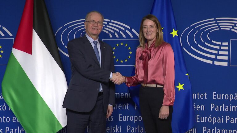 Roberta METSOLA, EP President, meets with Mohammad MUSTAFA, Palestinian Prime Minister: arrival, meeting and roundtable