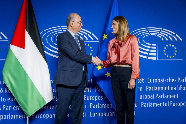 Roberta METSOLA, EP President meets with Mohammad MUSTAFA, Palestinian Prime Minister