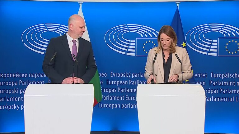 Press point by Roberta METSOLA, EP President and Rosen ZHELYAZKOV, Bulgarian Prime Minister