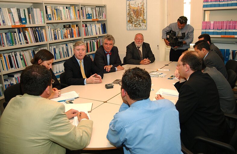 Pat COX, EP President gives a press conference during his official visit in Malta, May 21, 2002.
