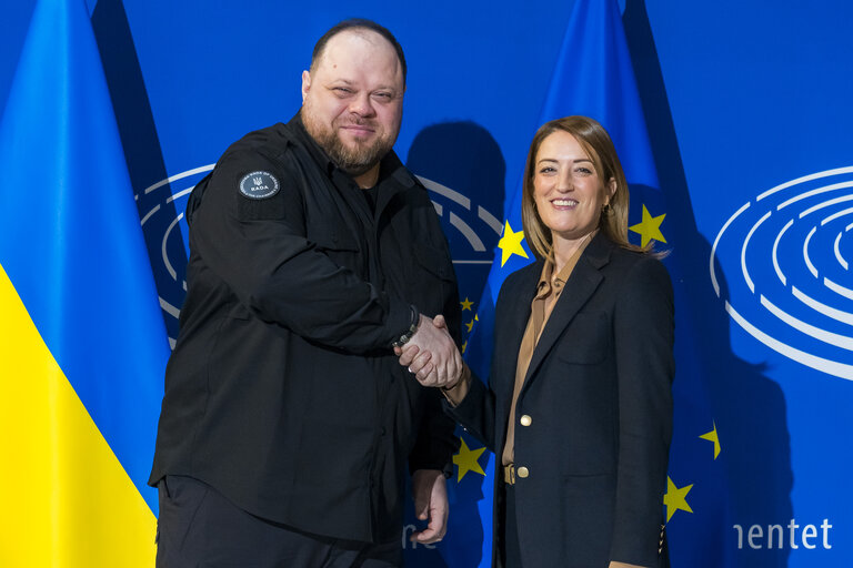 Foto 10: Roberta METSOLA, EP President meets with Ruslan STEFANCHUK, Speaker of the Verkhovna Rada of Ukraine