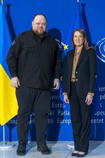 Foto 11: Roberta METSOLA, EP President meets with Ruslan STEFANCHUK, Speaker of the Verkhovna Rada of Ukraine