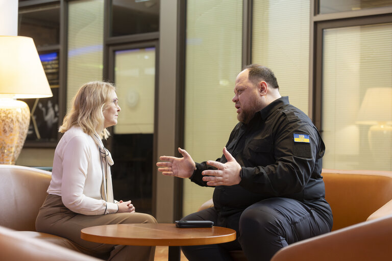 Foto 4: Christel SCHALDEMOSE, EP Vice-President welcomes Ruslan STEFANCHUK, Speaker of the Verkhovna Rada of Ukraine