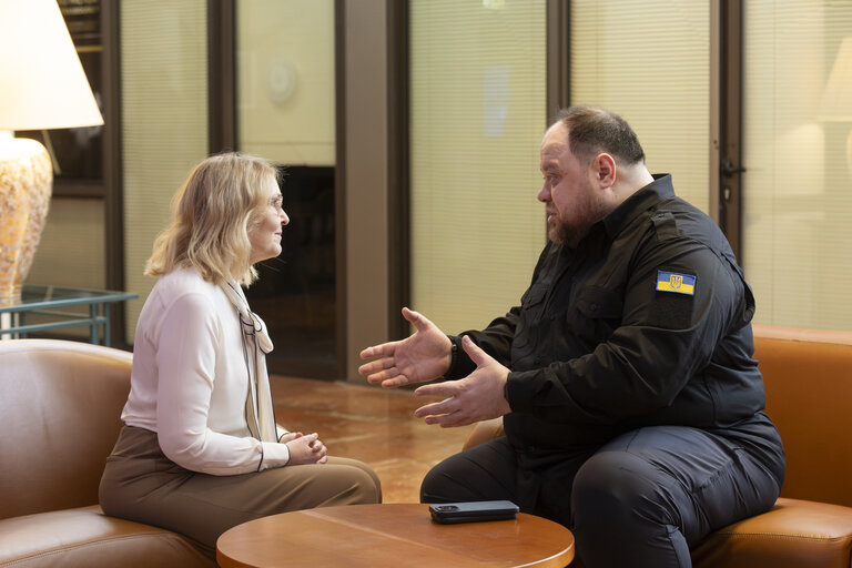 Foto 5: Christel SCHALDEMOSE, EP Vice-President welcomes Ruslan STEFANCHUK, Speaker of the Verkhovna Rada of Ukraine