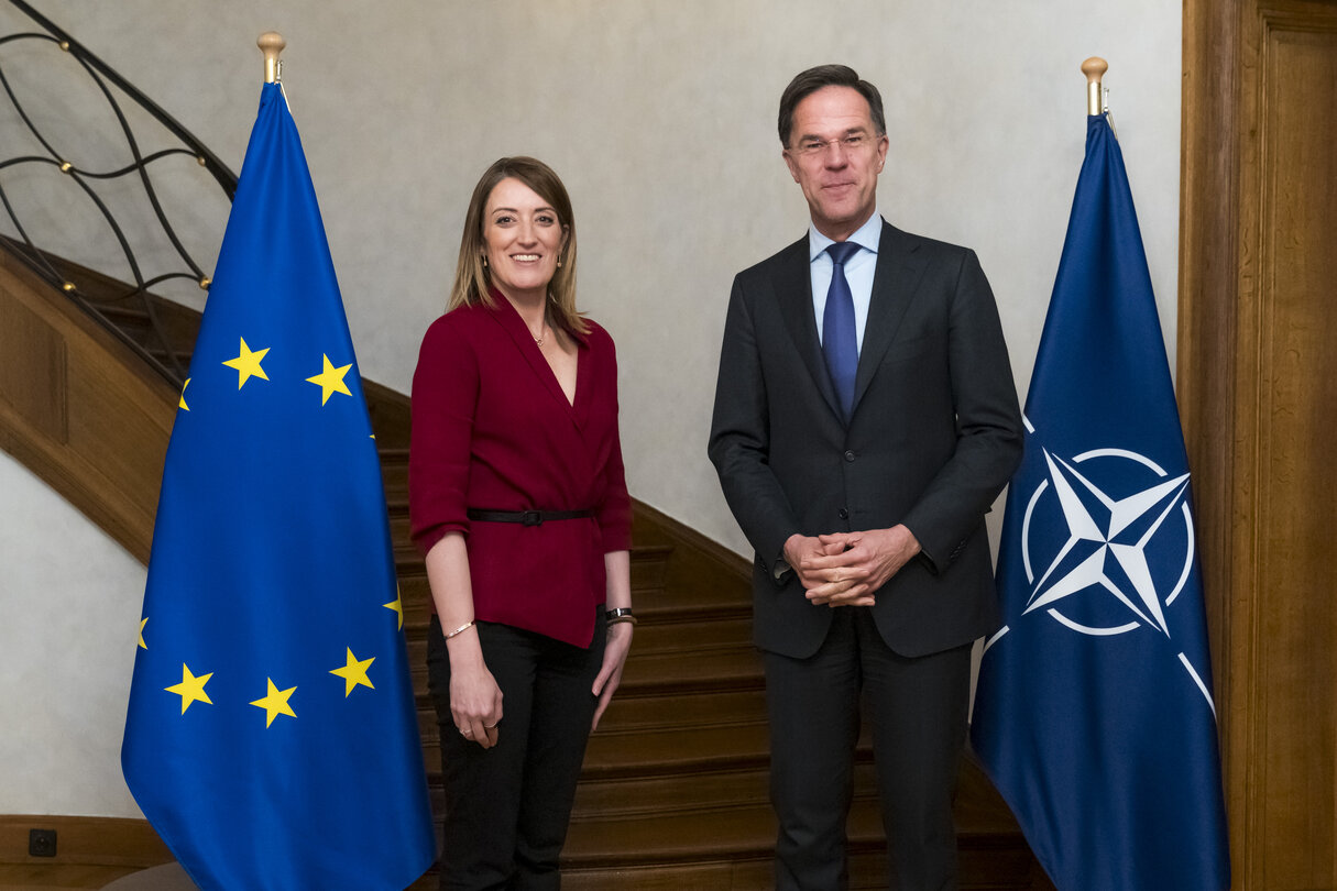 Roberta METSOLA, EP President meets with Mark RUTTE, Secretary General of NATO