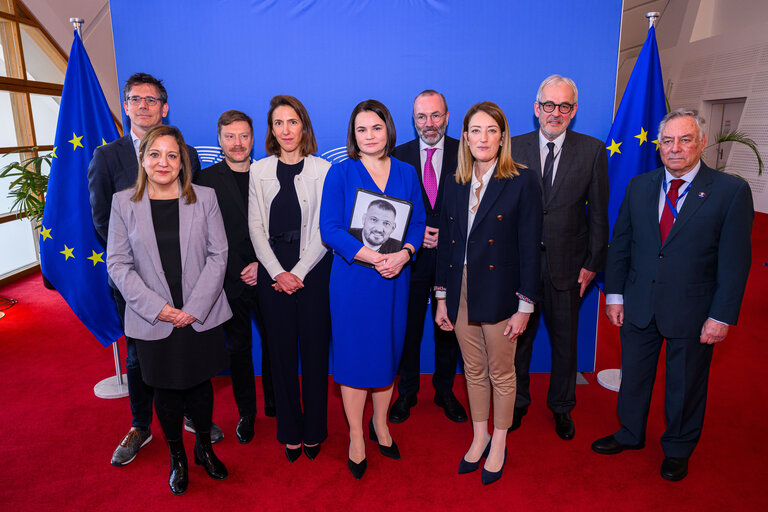 Foto 1: Members of the EP Conference of Presidents meet with  Sviatlana TSIKHANOUSKAYA, Leader of Belarusian democratic opposition forces