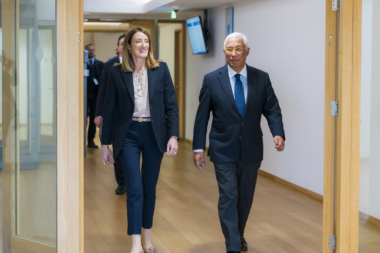 Roberta METSOLA, EP President meets with António COSTA, European Council President