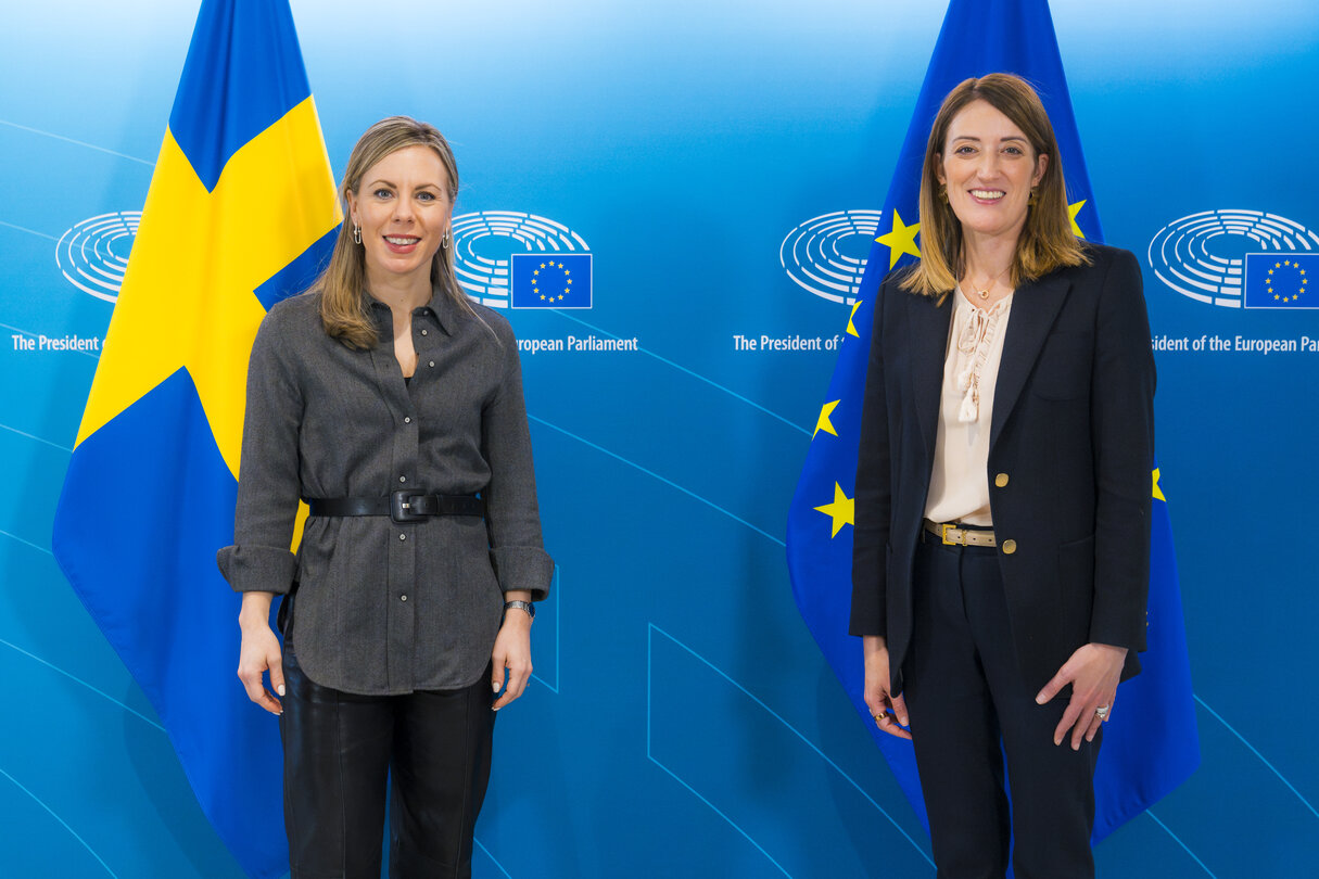 Roberta METSOLA, EP President meets with Jessica ROSENCRANTZ, Swedish Minister of European Affairs